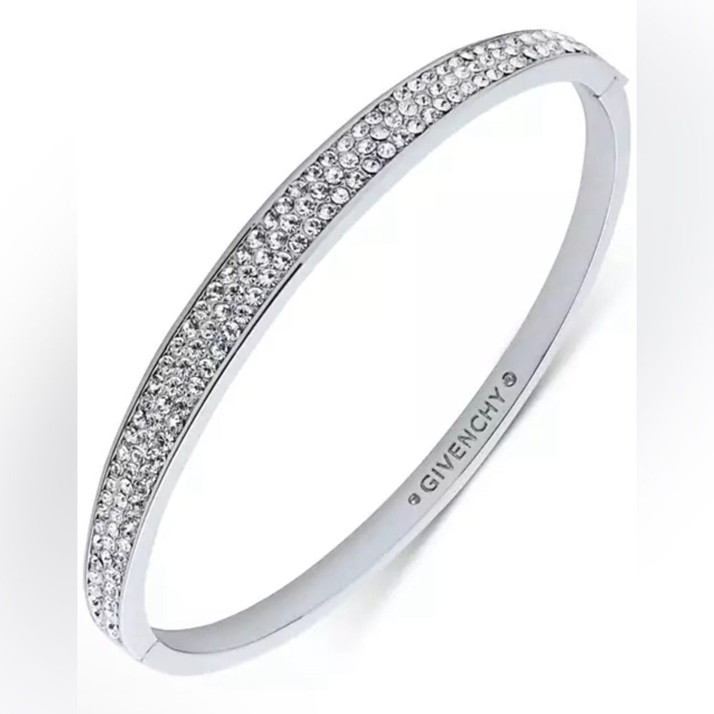 GIVENCHY Silver-Tone Pavé Sprinkle Bangle Bracelet NWT